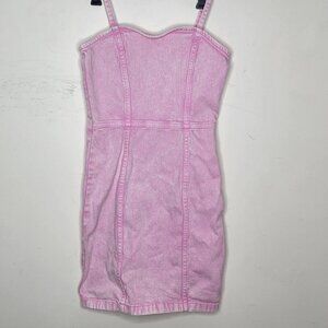 Divided Vintage Y2K Style Neon Pink Washed Denim Mini Dress, sz XS